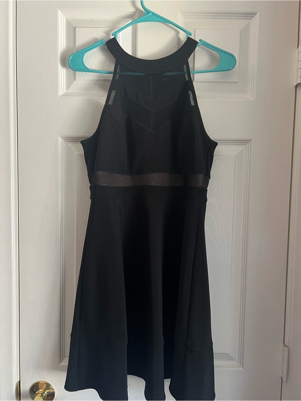 Windsor Black Halter Fit-and-Flare Mini Dress